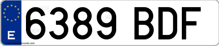 Ejemplo de matrícula de coche ordinaria 6389 BDF