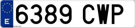 Ejemplo de matrícula española 6389 CWP