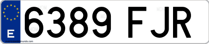 Ejemplo de matrícula de coche ordinaria 6389 FJR
