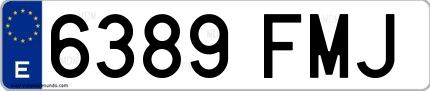 Ejemplo de matrícula española 6389 FMJ