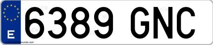 Ejemplo de matrícula española 6389 GNC