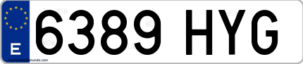 Ejemplo de matrícula de coche ordinaria 6389 HYG