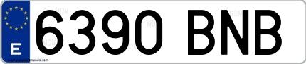 Ejemplo de matrícula española 6390 BNB