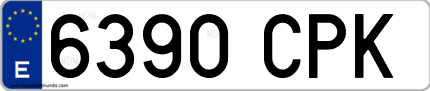 Ejemplo de matrícula de coche ordinaria 6390 CPK