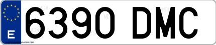Ejemplo de matrícula española 6390 DMC