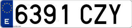 Ejemplo de matrícula de coche ordinaria 6391 CZY