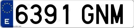 Ejemplo de matrícula española 6391 GNM
