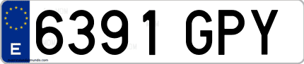Ejemplo de matrícula de coche ordinaria 6391 GPY