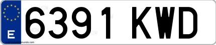 Ejemplo de matrícula española 6391 KWD