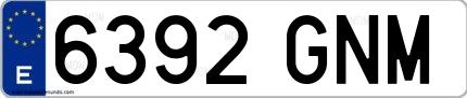 Ejemplo de matrícula española 6392 GNM