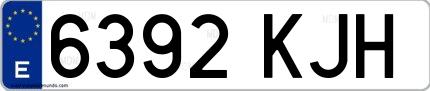 Ejemplo de matrícula de coche ordinaria 6392 KJH