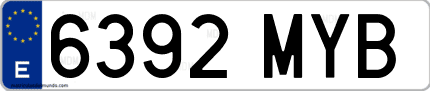 Ejemplo de matrícula de coche ordinaria 6392 MYB