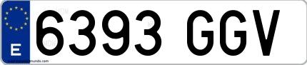 Ejemplo de matrícula de coche ordinaria 6393 GGV