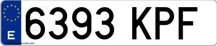 Ejemplo de matrícula española 6393 KPF