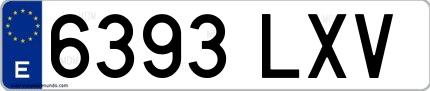 Ejemplo de matrícula española 6393 LXV