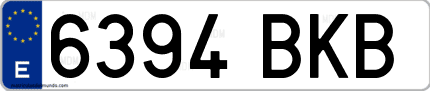 Ejemplo de matrícula de coche ordinaria 6394 BKB