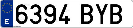 Ejemplo de matrícula de coche ordinaria 6394 BYB