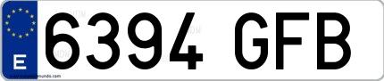 Ejemplo de matrícula española 6394 GFB