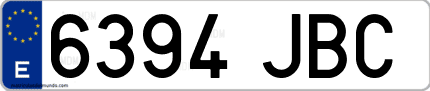 Ejemplo de matrícula de coche ordinaria 6394 JBC