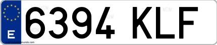 Ejemplo de matrícula española 6394 KLF