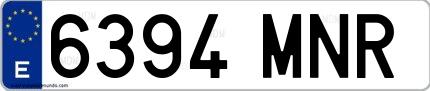 Ejemplo de matrícula española 6394 MNR