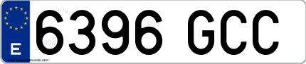 Ejemplo de matrícula española 6396 GCC