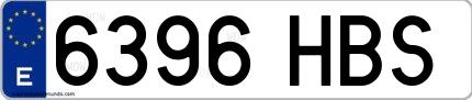 Ejemplo de matrícula española 6396 HBS