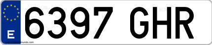 Ejemplo de matrícula de coche ordinaria 6397 GHR