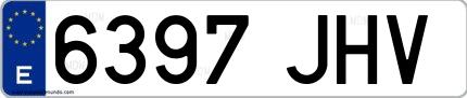 Ejemplo de matrícula española 6397 JHV