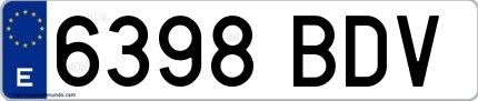 Ejemplo de matrícula española 6398 BDV