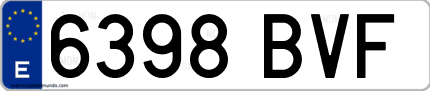 Ejemplo de matrícula de coche ordinaria 6398 BVF