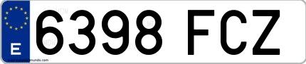 Ejemplo de matrícula española 6398 FCZ