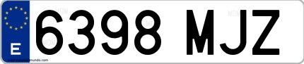 Ejemplo de matrícula española 6398 MJZ