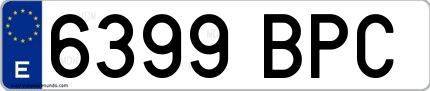 Ejemplo de matrícula española 6399 BPC