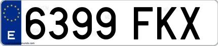 Ejemplo de matrícula española 6399 FKX