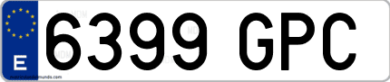 Ejemplo de matrícula de coche ordinaria 6399 GPC