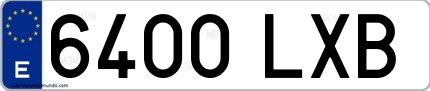 Ejemplo de matrícula española 6400 LXB