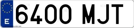 Ejemplo de matrícula española 6400 MJT
