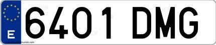 Ejemplo de matrícula española 6401 DMG