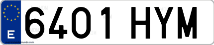Ejemplo de matrícula de coche ordinaria 6401 HYM