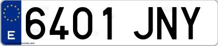 Ejemplo de matrícula española 6401 JNY