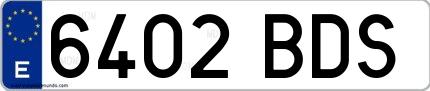 Ejemplo de matrícula española 6402 BDS