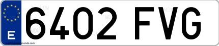 Ejemplo de matrícula española 6402 FVG