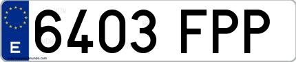 Ejemplo de matrícula española 6403 FPP
