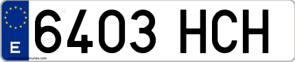 Ejemplo de matrícula de coche ordinaria 6403 HCH
