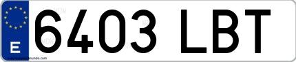 Ejemplo de matrícula española 6403 LBT