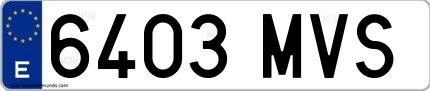 Ejemplo de matrícula española 6403 MVS
