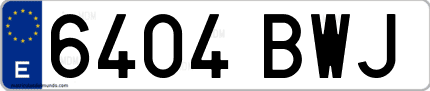 Ejemplo de matrícula de coche ordinaria 6404 BWJ