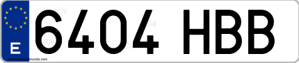 Ejemplo de matrícula de coche ordinaria 6404 HBB