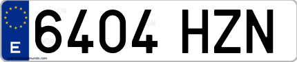 Ejemplo de matrícula de coche ordinaria 6404 HZN